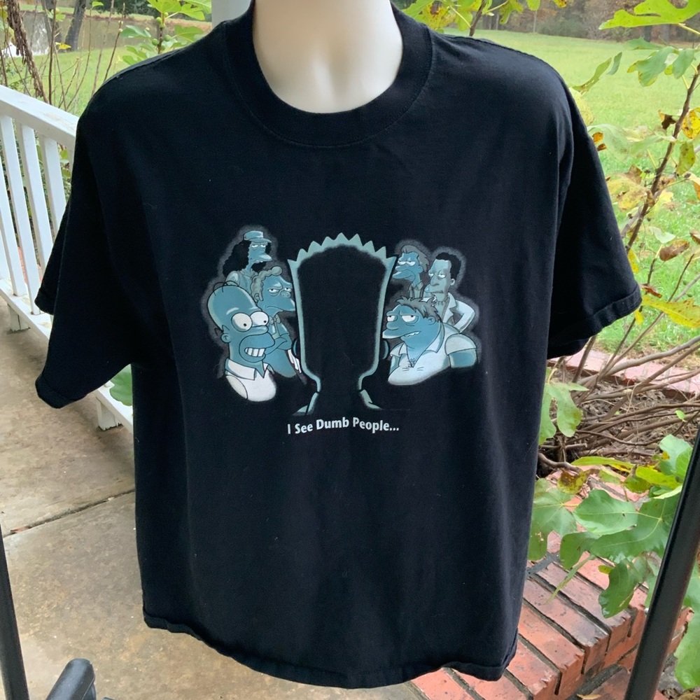 Vintage Simpsons Y2K  I See Dumb People Movie Parody Sixth Sense Tshirt Sz XL
